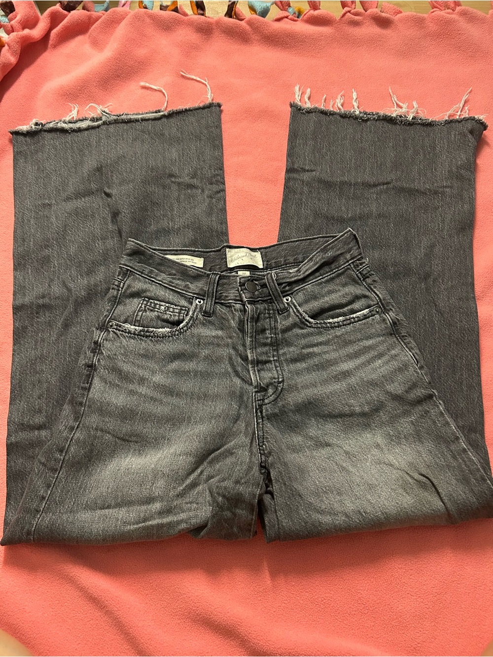 Black washed wide leg denim jeans
